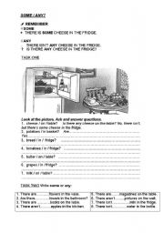 English Worksheet: Some/any worksheet/test