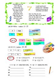 English Worksheet: NUMBERS