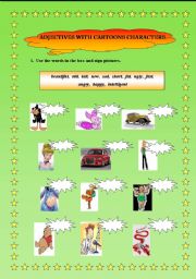 English Worksheet: adjectives wih cartoons characters