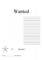 English Worksheet: Wanted Poster