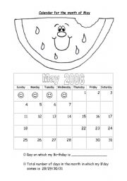 English Worksheet: Days and month