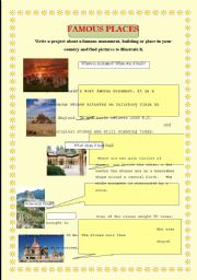 English Worksheet: famous places project