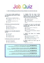 English Worksheet: Job Quiz