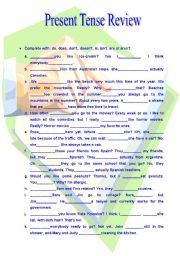 English Worksheet: Present Tense Review