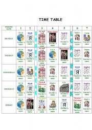 English Worksheet: TIMETABLE