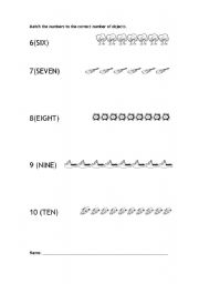 English worksheet: numbers 6-10