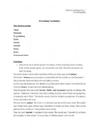 English worksheet: Vocabulary words