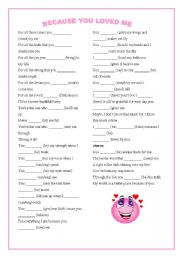 English Worksheet: Because you loved me
