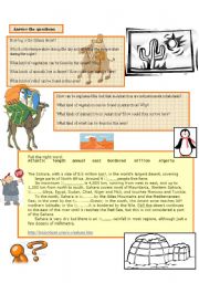 English Worksheet: Sahara vs Antarctica:Two different lands (paper 2 of 2)