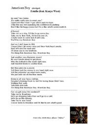 English worksheet: Song Lyrics Puzzle