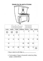 English worksheet: Days and month