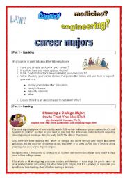 English Worksheet: 4 skills activity - career majors