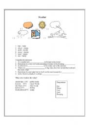 English Worksheet: talking about the weather