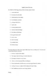 English worksheet: Captial Letters Revision