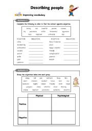 English Worksheet: describing poeples