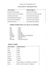 English worksheet: Reporting statements