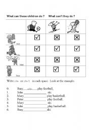 English Worksheet: Can / Cant