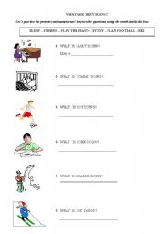 English Worksheet: What are they doing?