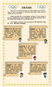 English Worksheet: The Fuwa, mascots of Beijing Olympic Games