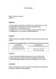 English Worksheet: present continuous lesson plan