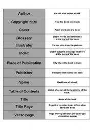 English Worksheet: Parts of a Book