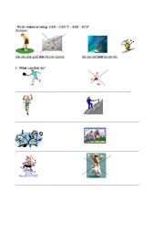 English worksheet: Can / Cant  -  And / But