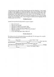 English Worksheet: wreiting about your self