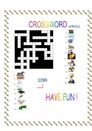 English Worksheet: ANIMAL CROSSWORD