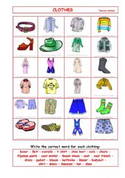 English Worksheet: Clothes