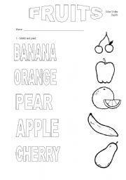 English Worksheet: Fruits vocabulary