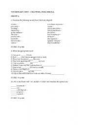 English worksheet: TEST 1 - THE HUMAN, HOME, SCHOOL - A