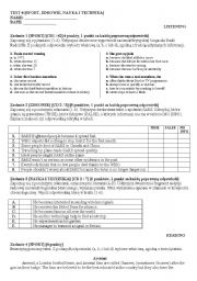 English Worksheet: TEST 4 - SPORT, HEALTH, SCIENCE AND TECHNOLOGY - C