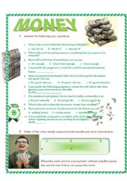 Lets talk about MONEY - vocabulary and conversation worksheet.