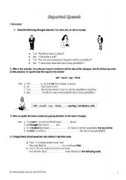 English worksheet: Reported speech