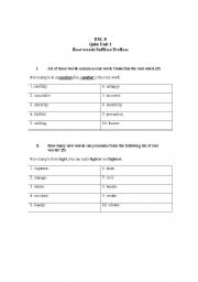 English worksheet: prefixes and suffixes