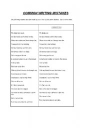 English worksheet: Common writing mistakes