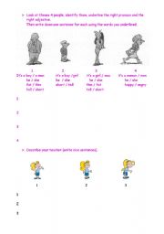 English worksheet: descriptions and feelings