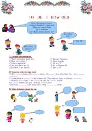 English Worksheet: Age : How old ....?   +  to  be  