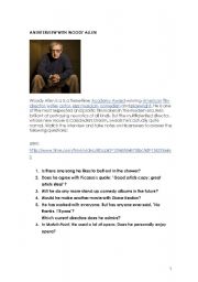 English Worksheet: VIDEO: AN INTERVIEW WITH WOODY ALLEN