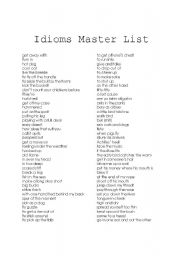 English Worksheet: Idioms Master List