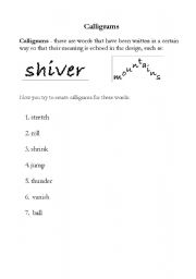English Worksheet: Calligrams