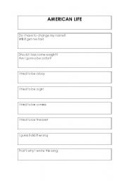 English worksheet: Song: American Life