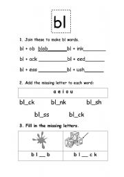 English Worksheet: bl blends