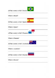 English Worksheet: COUNTRIES