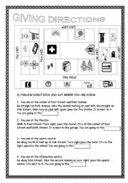 English Worksheet: GIVING DIRECTIONS