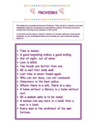 English worksheet: Proverbs