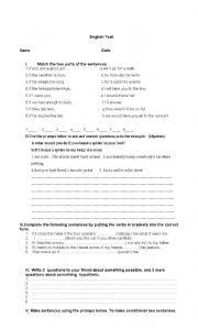 English Worksheet: conditional test