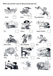 English Worksheet: Ability CAN - CAN`T