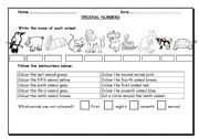 English Worksheet: ordinal numbers