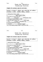 English worksheet: Education 